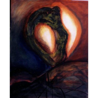 Une silhouette stylisée dans des tons sombres et chauds, évoquant une émotion intense.